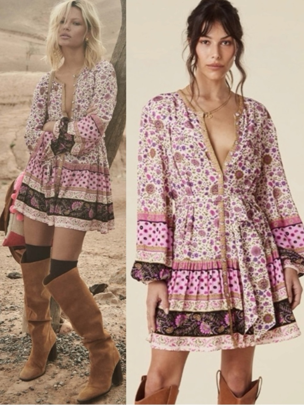 Spell Untamed Tunic Dress Lavender Bohemian Festival Witchy Folk Art Size Small